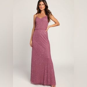 More Than Words Wine Beaded Sequin Maxi Dress